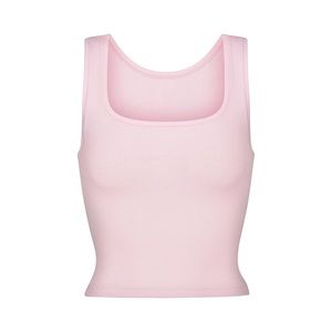 SKIMS Cotton Rib Tank in Cherry Blossom